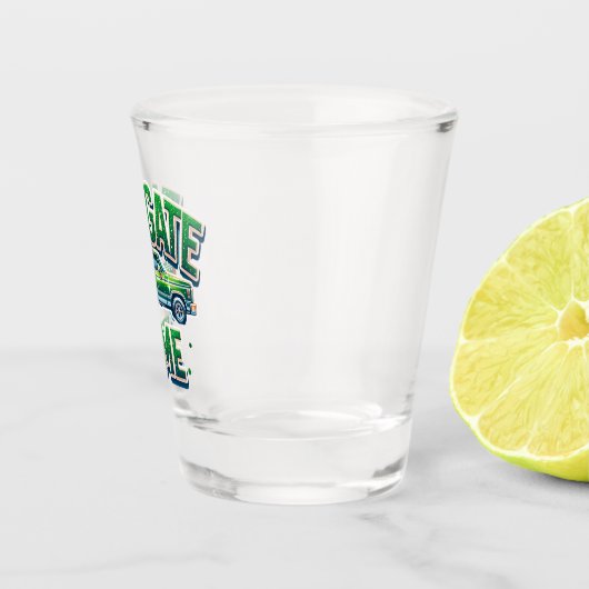 Staartklep tijd groene vrachtwagen shot glas (Rechts)