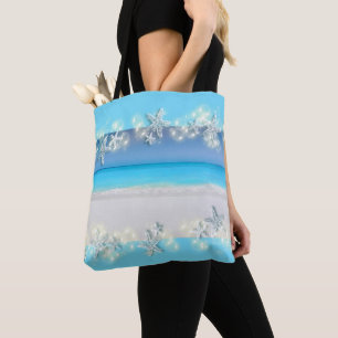 Staartparadijsblauwe wateren tropische bridde tote bag