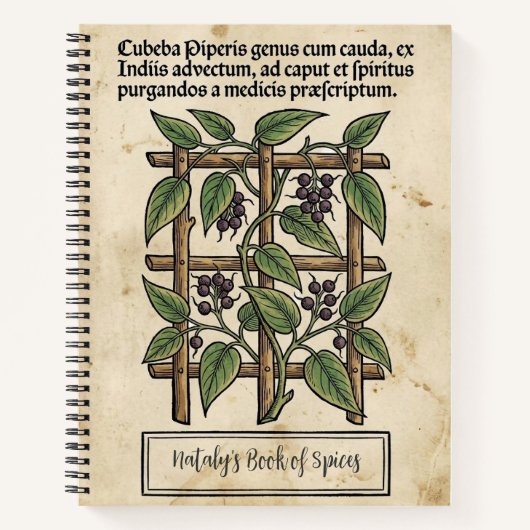 Staartpeper: Middeleeuwse Cubeb Plantkunde Notitieboek (Voorkant)