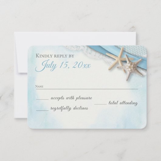  staartrog en Sky Blue Ribbon RSVP Kaartje (Voorkant)