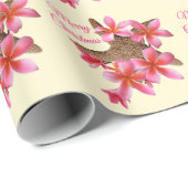 Staartroze Plumeria tropische kerstavond Cadeaupapier (Rol Hoek)