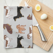 Staartshond hondenpatroon theedoek (Quarter Fold)