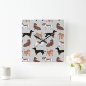 Staartshond hondenpatroon vierkante klok (Huis)