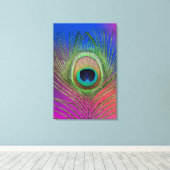 Staartveer van een pauw canvas afdruk (Insitu (Houten vloer))