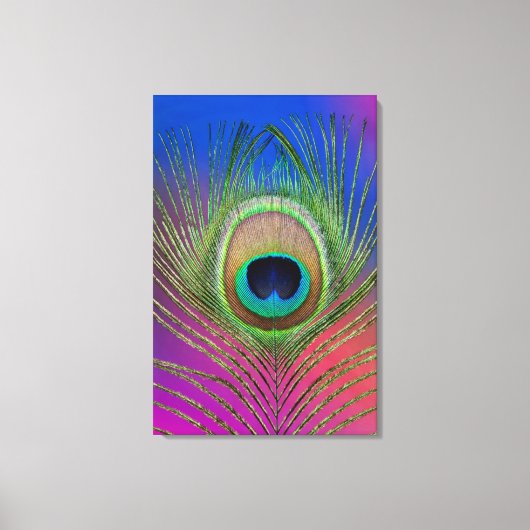Staartveer van een pauw canvas afdruk (Voorkant)