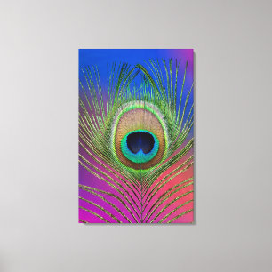 Staartveer van een pauw canvas afdruk