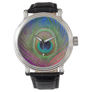 Staartveer van een pauw horloge