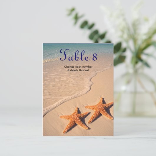 Staartvis Beach Ocean Wedtable Table Kaart number (Staand voorkant)