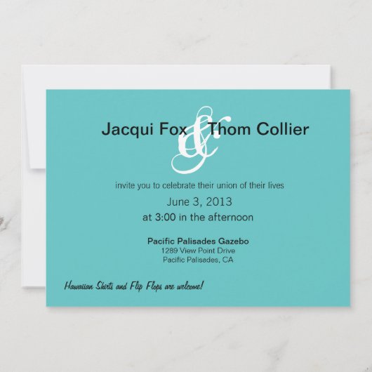 Staartvis Informal Beach Weddenschap Kaart (Achterkant)