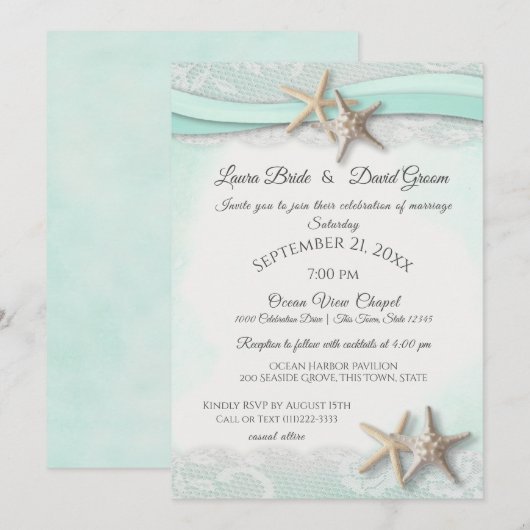 Staartvis Tropische  strandvlek bruiloft Kaart (Voorkant / Achterkant)