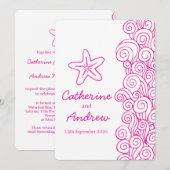 Staartvis zee zwrilroze strandstrandtrouwuitnodigi kaart (Voorkant / Achterkant)