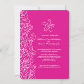 Staartvis zee zwrilroze strandstrandtrouwuitnodigi kaart (Achterkant)