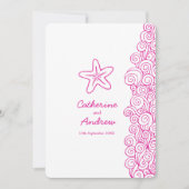 Staartvis zee zwrilroze strandstrandtrouwuitnodigi kaart (Voorkant)