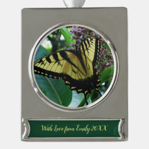 Staartvlinder I op Zijdeplant bij Shenandoah Verzilverd Banner Ornament