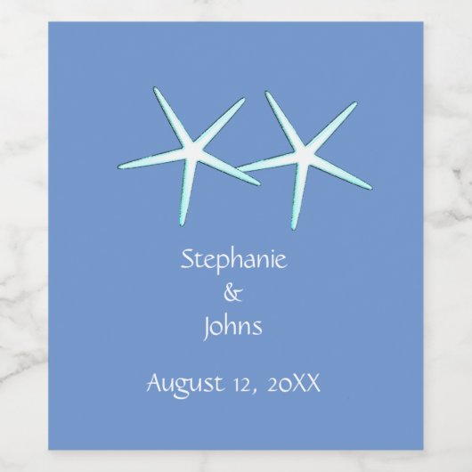 Staarvis Cute Couple Cornflower Blue Weddings 2021 Wijn Etiket (Enkel label)