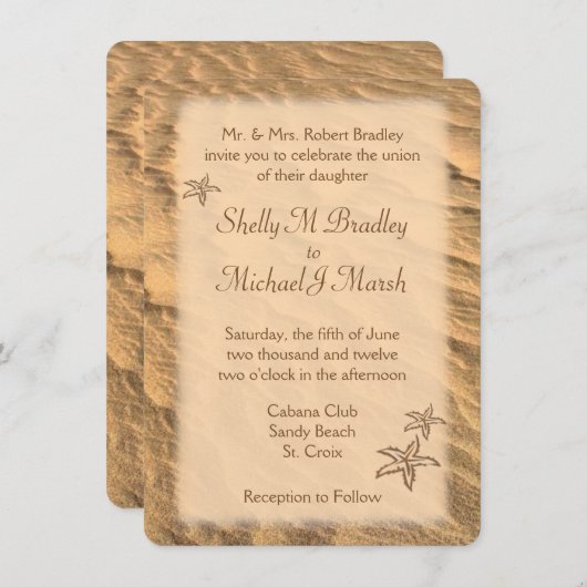 Staarvis-strand-bestemming bruiloft kaart (Voorkant / Achterkant)