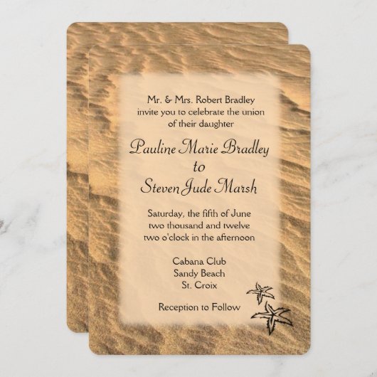 Staarvis-strand-bestemming bruiloft kaart (Voorkant / Achterkant)