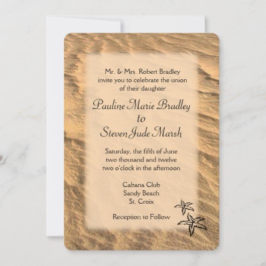 Staarvis-strand-bestemming bruiloft kaart (Voorkant)