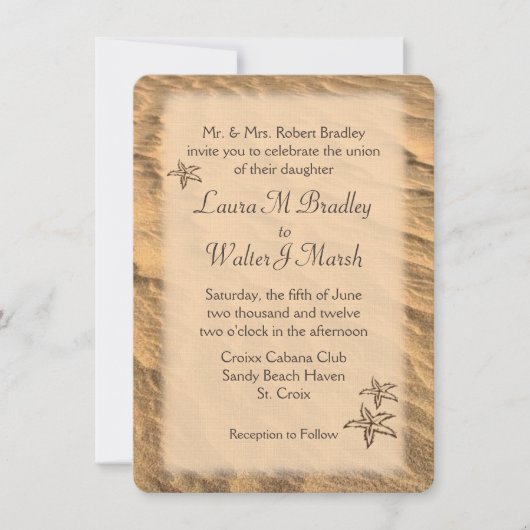 Staarvis-strand-bestemming bruiloft kaart (Voorkant)