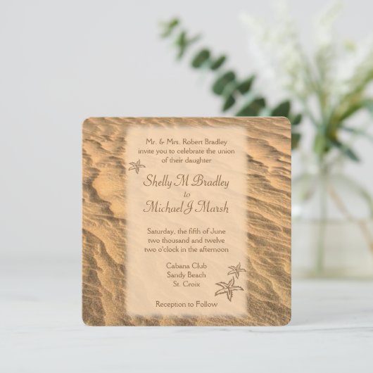 Staarvis-strand-bestemming bruiloft kaart (Staand voorkant)