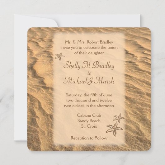 Staarvis-strand-bestemming bruiloft kaart (Voorkant)