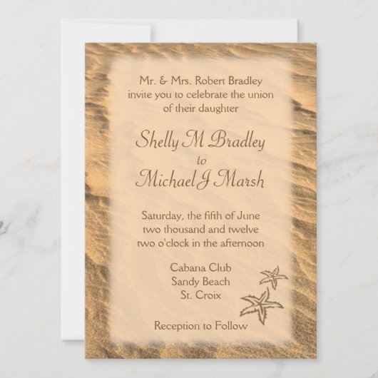 Staarvis-strand-bestemming bruiloft kaart (Voorkant)