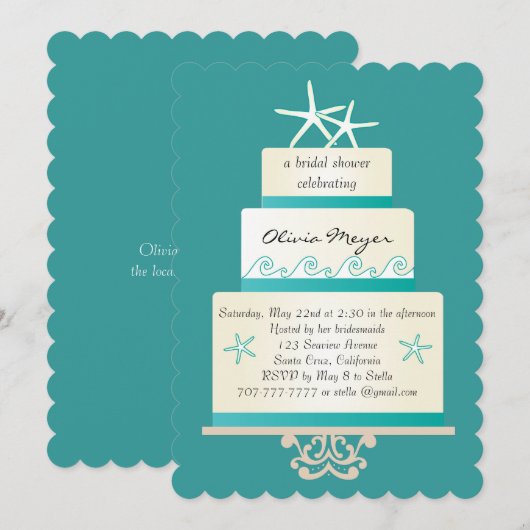 Staarvis Wedding Cake Bridal Shower Invitations Kaart (Voorkant / Achterkant)