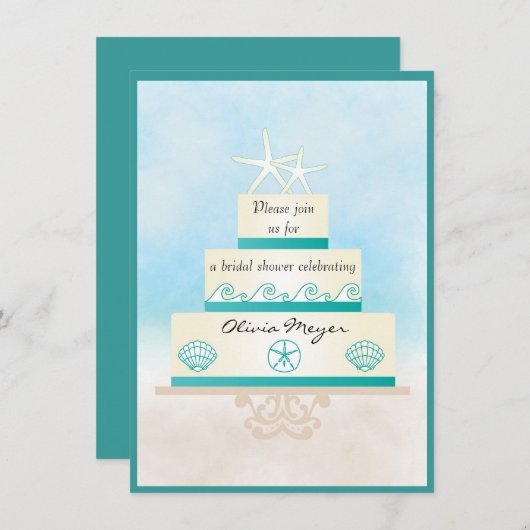 Staarvis Wedding Cake Bridal Shower Invitations Kaart (Voorkant / Achterkant)