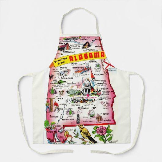 Staat Alabama Vintage Kaart Schort (Voorkant)