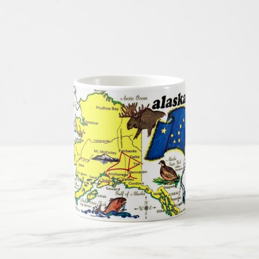 Staat Alaska Kaart Ansichtkaart Mok (Center)