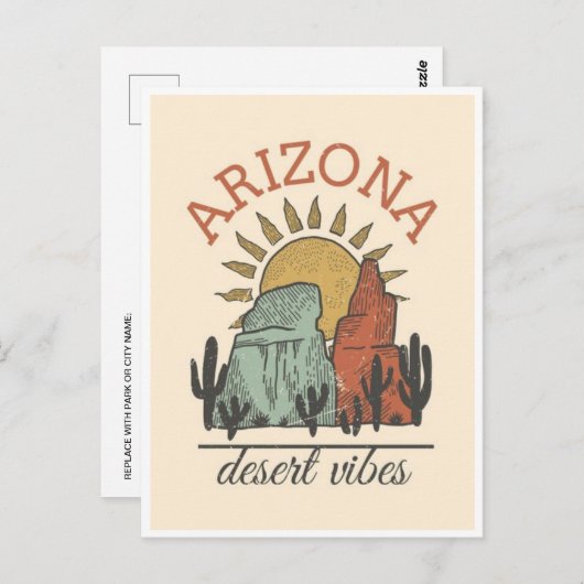  staat Arizona Cactus woestijn vibes Amerika Briefkaart (Voorkant / Achterkant)