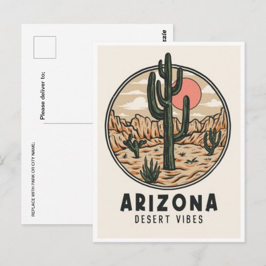 staat Arizona Cactus woestijn vibes Amerika Briefkaart (Voorkant / Achterkant)