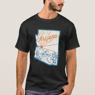 staat Arizona kaart Hand getrokken woestijnlandsc T-shirt