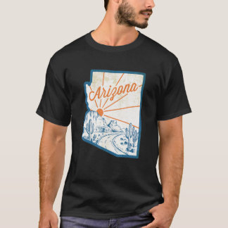 staat Arizona kaart Hand getrokken woestijnlandsc T-shirt