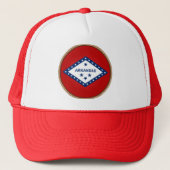 Staat Arkansas Flag Seal Trucker Hat Pet (Voorkant)