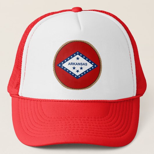 Staat Arkansas Flag Seal Trucker Hat Trucker Pet (Voorkant)