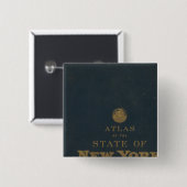 Staat Atlas New York Vierkante Button 5,1 Cm (Voorkant /achterkant)