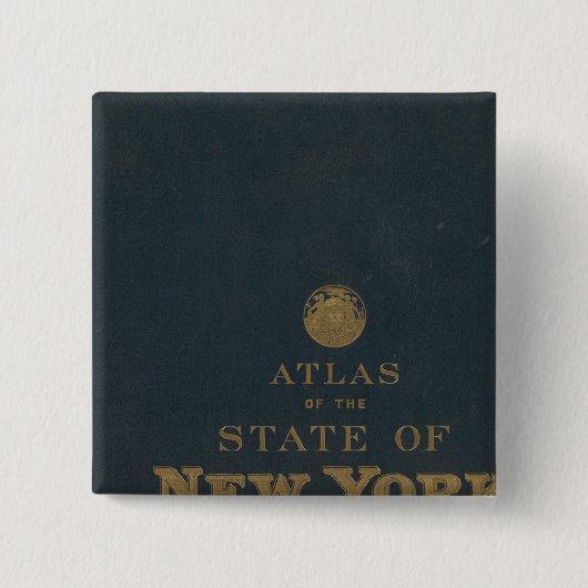 Staat Atlas New York Vierkante Button 5,1 Cm (Voorkant)