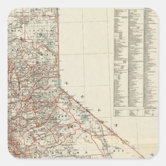 Staat Californië 2 Vierkante Sticker (Voorkant)