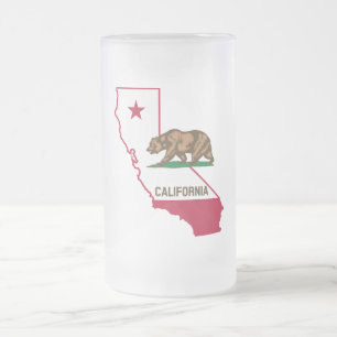 Staat Californië-Beer en vlag Matglas Bierpul