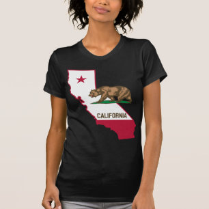 Staat Californië-Beer en vlag T-shirt
