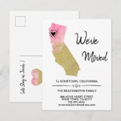 *~* STAAT CALIFORNIË - Glitter Bewegend Nieuw Adre Aankondigingskaart (Voorkant / Achterkant)