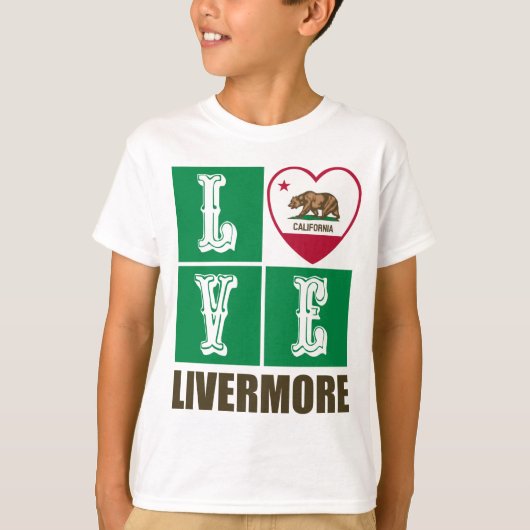Staat Californië - vlag - Heart Livermore T-shirt (Voorkant)