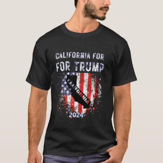 Staat Californië voor Trump 2024 Amerikaanse vlag  T-shirt