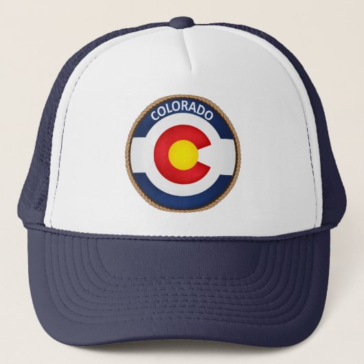 Staat Colorado Flag Seal Trucker Hat Pet (Voorkant)