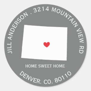 Staat COLORADO   Nieuwe adreslabel ticker Ronde Sticker