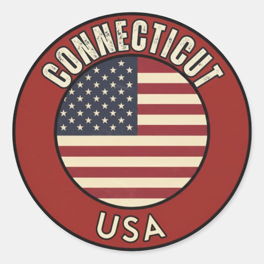 Staat Connecticut Ronde Sticker (Voorkant)