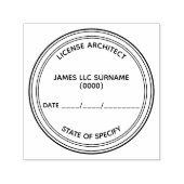 Staat, datum en registratielabel van de architect zelfinktende stempel (Design)