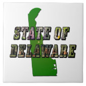 Staat Delaware Beeldtekst & kaartoverzicht Tegeltje (Voorkant)