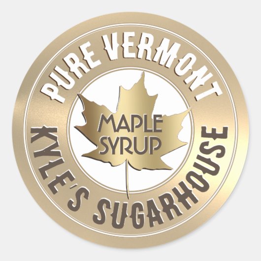 Staat en Bedrijfsnaam Goud Maple Leaf Logo Ronde Sticker (Voorkant)